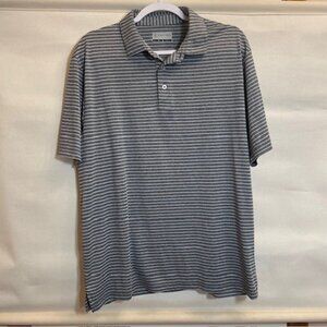 PGA Tour Like New Polo Shirt Size Large Grey with White Stripes